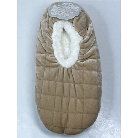 Fuzzy Babba Slipper Socks Tan Machine Washable OSFM Size 7-9.5 - Picture 2 of 8